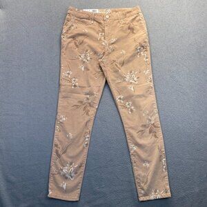 Seven 7 Women's Floral Print Corduroy Pants,Size 12,Hight Rise,Skinny,Stretch